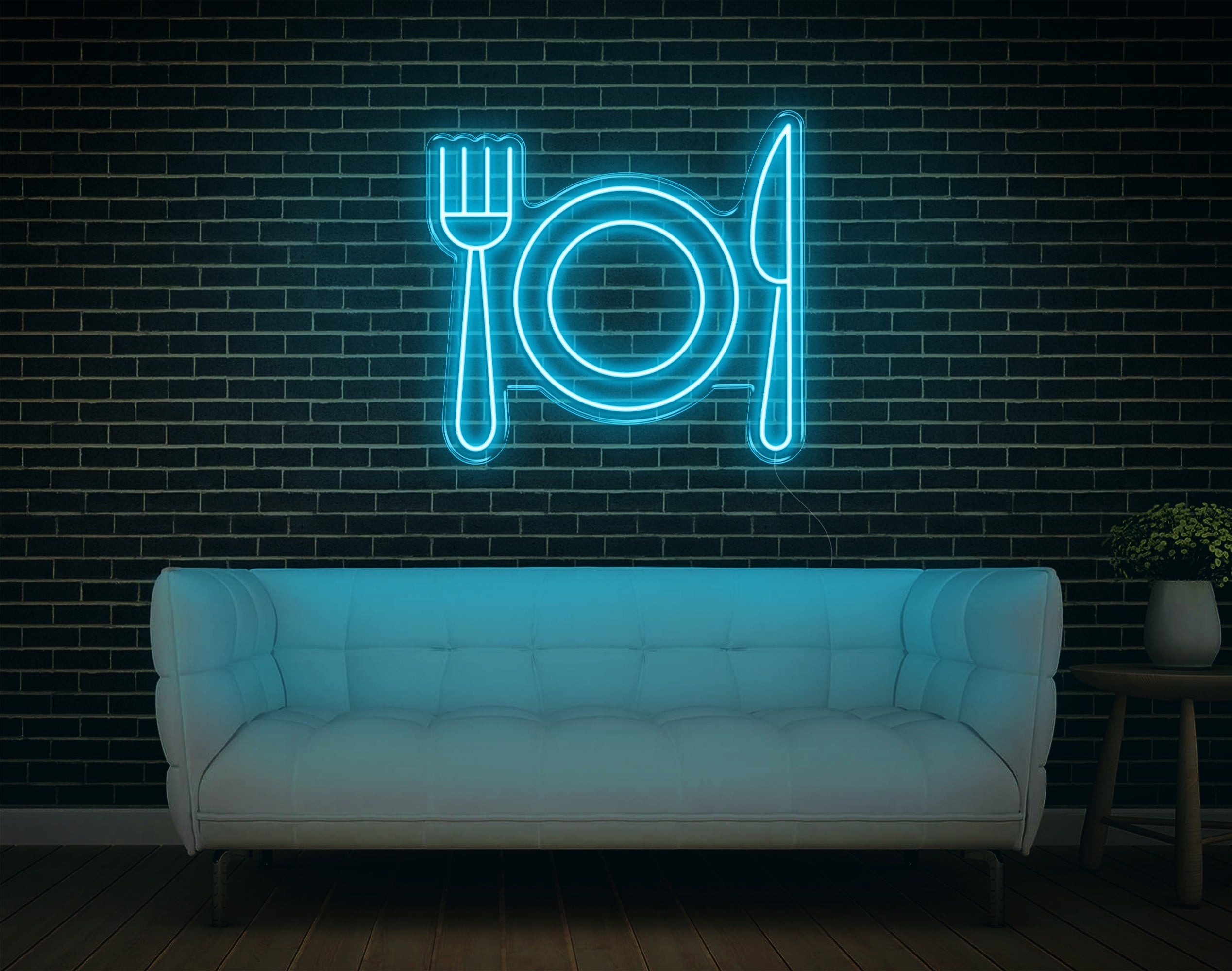 Fork Plate Knife LED Neon Sign